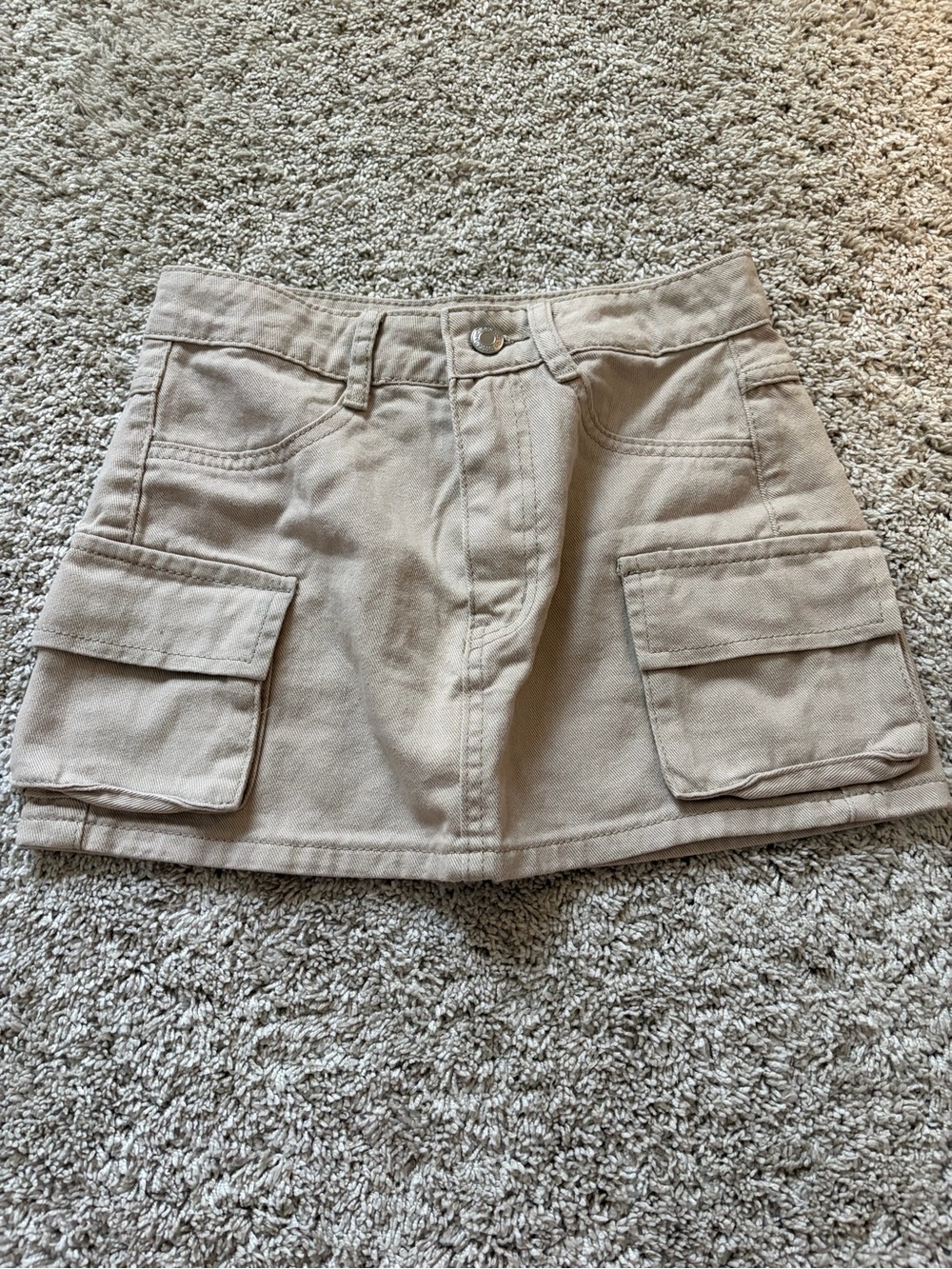 Neutral Beige Cargo Pocket Mini Skirt